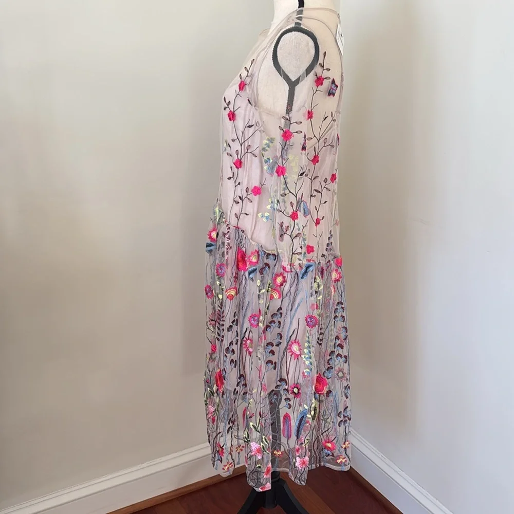 Free People NWT Multi Color Sheer Mesh Dress with Under Pinning Size XSmall - Picture 4 of 6